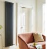 Laser Klassic Vertical 2 Column Textured Grey Radiator Room shot